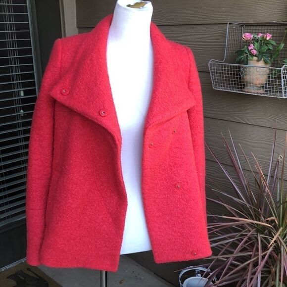 Zara Deep Coral Poly Winter Coat - Picture 10 of 14